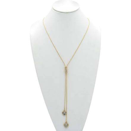 GOLD CRYSTAL LONG TASSEL NECKLACE#SQ321-190707G (LC11)