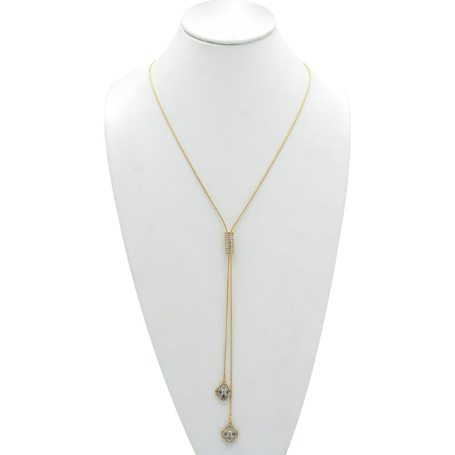 GOLD CRYSTAL LONG TASSEL NECKLACE#SQ321-190707G (LC11)