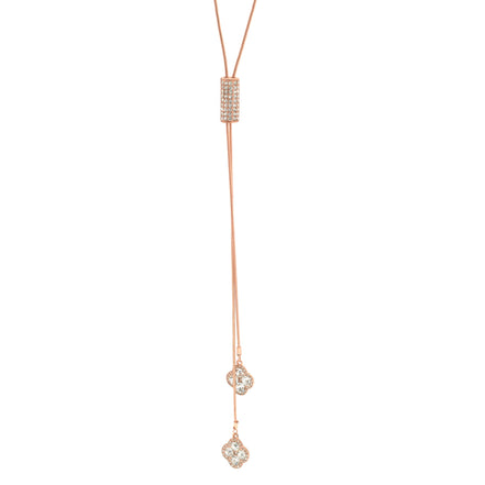 ROSE GOLD CRYSTAL LONG TASSEL NECKLACE#SQ321-190707RG (ID1)