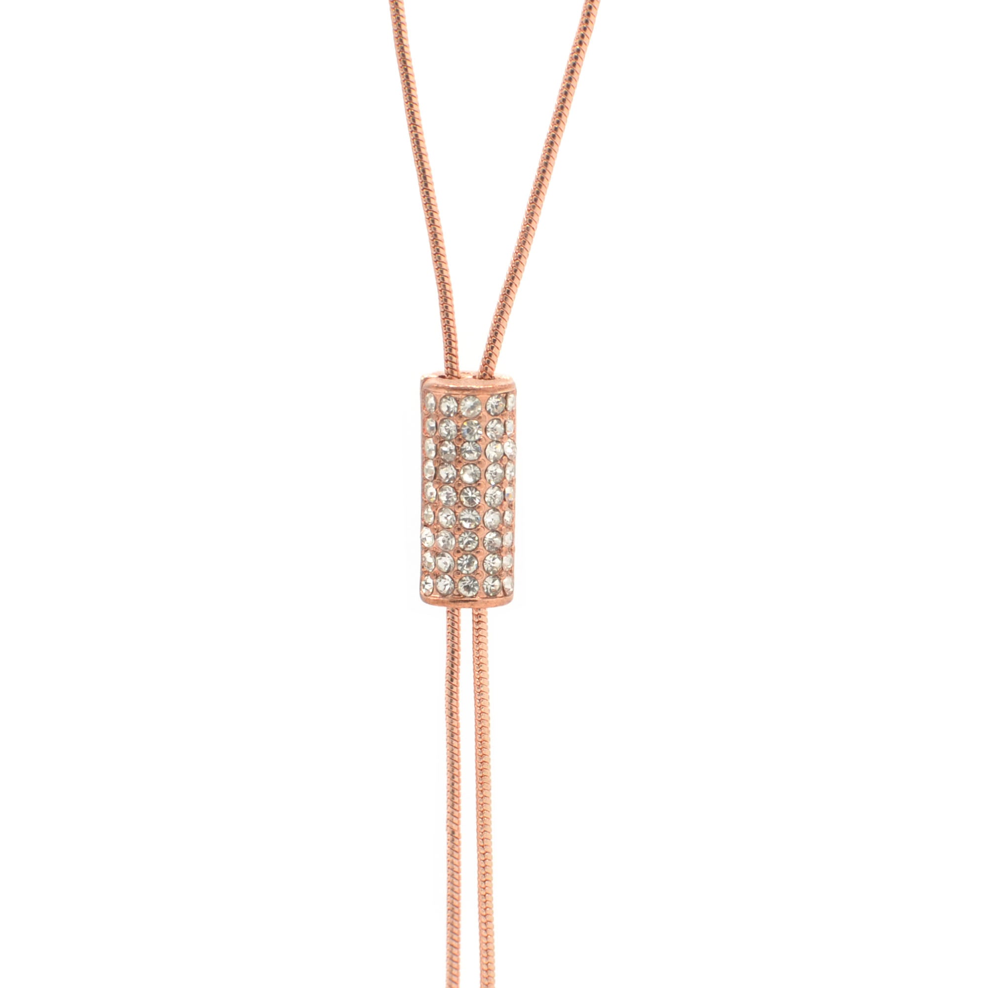 ROSE GOLD CRYSTAL LONG TASSEL NECKLACE#SQ321-190707RG (ID1)
