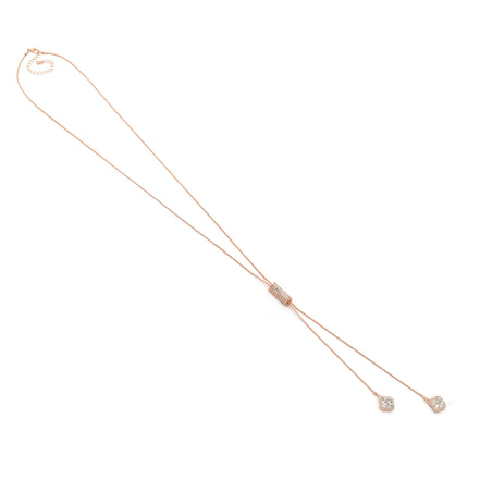 ROSE GOLD CRYSTAL LONG TASSEL NECKLACE#SQ321-190707RG (ID1)