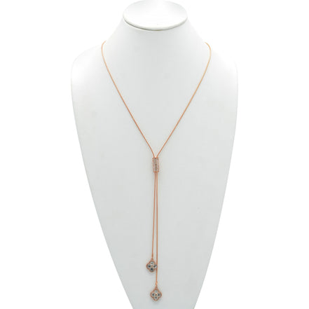 ROSE GOLD CRYSTAL LONG TASSEL NECKLACE#SQ321-190707RG (ID1)
