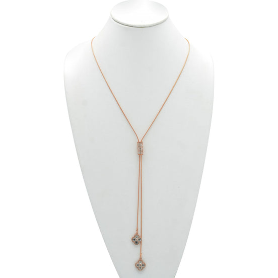 ROSE GOLD CRYSTAL LONG TASSEL NECKLACE#SQ321-190707RG (ID1)