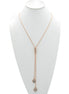 ROSE GOLD CRYSTAL LONG TASSEL NECKLACE#SQ321-190707RG (ID1)