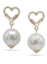 GOLD CRYSTAL HEART AND CREAM PEARL EARRINGS #SQMDD-3251 (OF21)