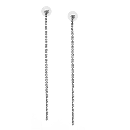 SILVER RHINESTONE DROP EARRINGS #SQGN-060010S(GH14)