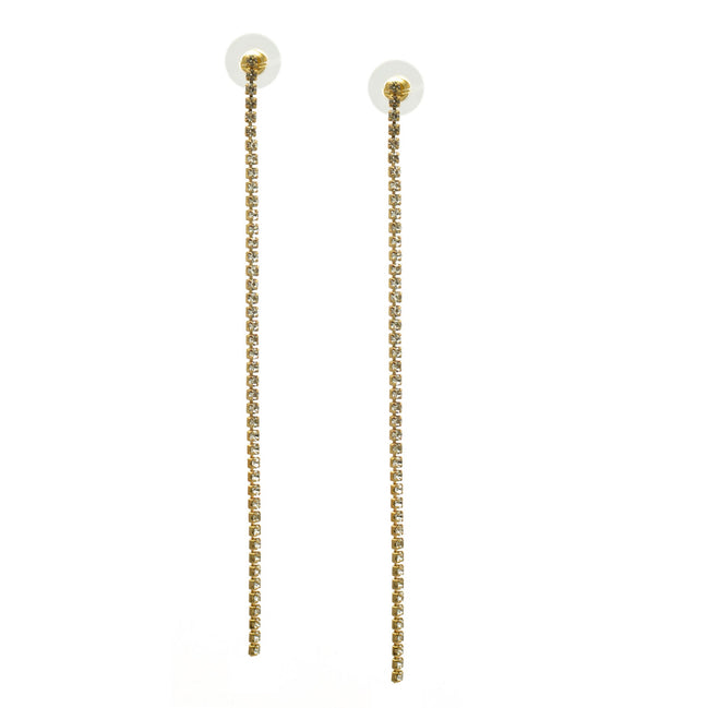 GOLD RHINESTONE DROP EARRINGS # SQGN-060010G (LF8)