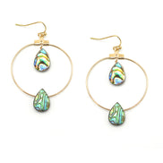 GOLD ABALONE TEARDROP EARRINGS #SQGN-060012 (IG14)