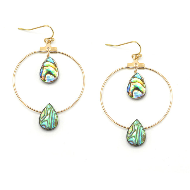 GOLD ABALONE TEARDROP EARRINGS #SQGN-060012 (IG14)