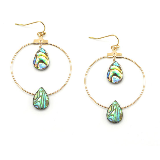 GOLD ABALONE TEARDROP EARRINGS #SQGN-060012 (IG14)