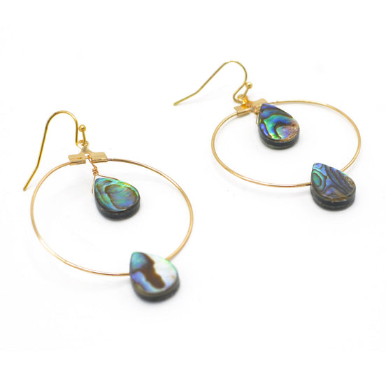 GOLD ABALONE TEARDROP EARRINGS #SQGN-060012 (IG14)