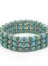 OXIDIZE GOLD AND TURQUOISE BEADS MEMORY WIRE STRETCH BRACELET#HNB89298GXTQ (RG14)
