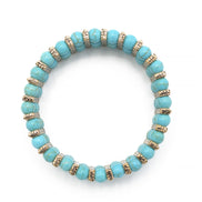 OXIDIZE GOLD AND TURQUOISE BEADS MEMORY WIRE STRETCH BRACELET#HNB89298GXTQ (RG14)