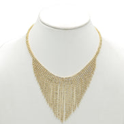 GOLD RHINESTONES CRYSTAL TASSEL NECKLACE AND EARRINGS SET #SQXX-07010480G (TG21/TE9)