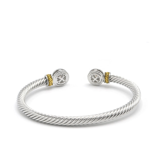 TWO-TONE LIGHT ROSE CRYSTAL CLASSIC CABLE BRACELET#12550BR-LTRO(FF25)