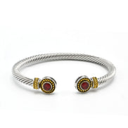 TWO TONE SIAM RED CRYSTAL CLASSIC CABLE BRACELET #12550BR-SIAM(FB22/FH5)