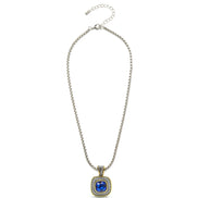 TWO-TONE BLUE SQUARE PENDANT BOX CHAIN NECKLACE #73014EH-BLUE(FD5)