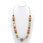 MULTI COLOR RESIN AND GLASS BEAD INDIAN NECKLACE #FWNK-1907-13 (HH5)
