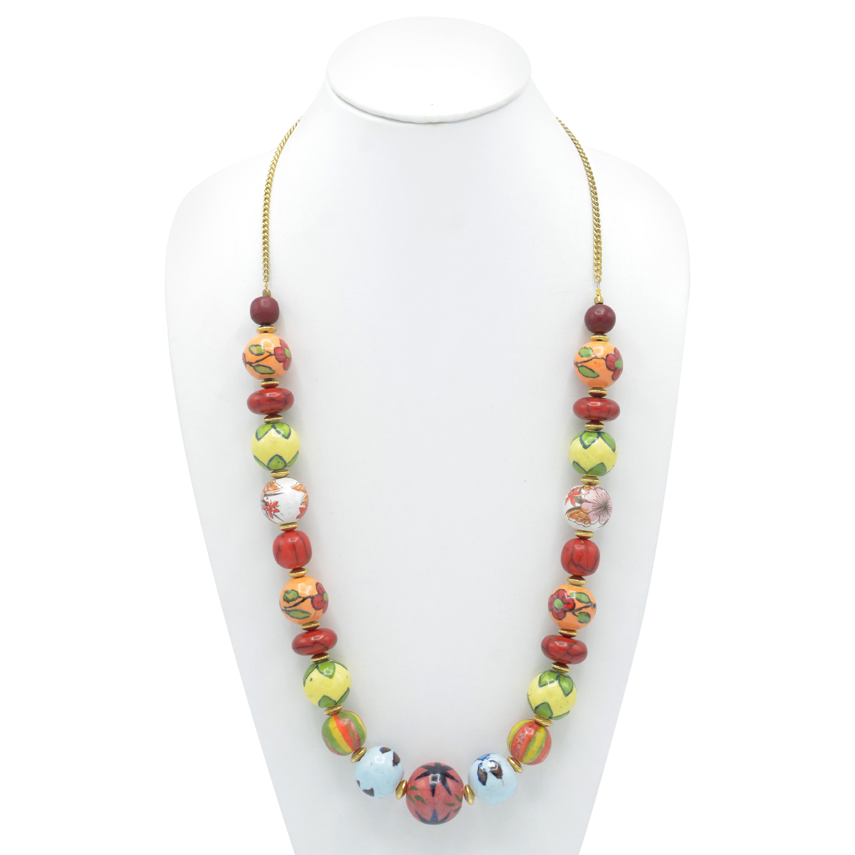 MULTI COLOR RESIN AND GLASS BEAD INDIAN NECKLACE #FWNK-1907-13 (HH5)