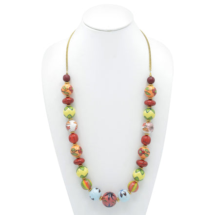MULTI COLOR RESIN AND GLASS BEAD INDIAN NECKLACE #FWNK-1907-13 (HH5)
