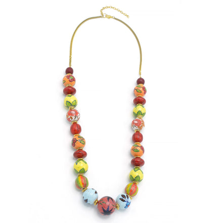 MULTI COLOR RESIN AND GLASS BEAD INDIAN NECKLACE #FWNK-1907-13 (HH5)