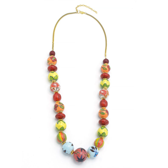 MULTI COLOR RESIN AND GLASS BEAD INDIAN NECKLACE #FWNK-1907-13 (HH5)