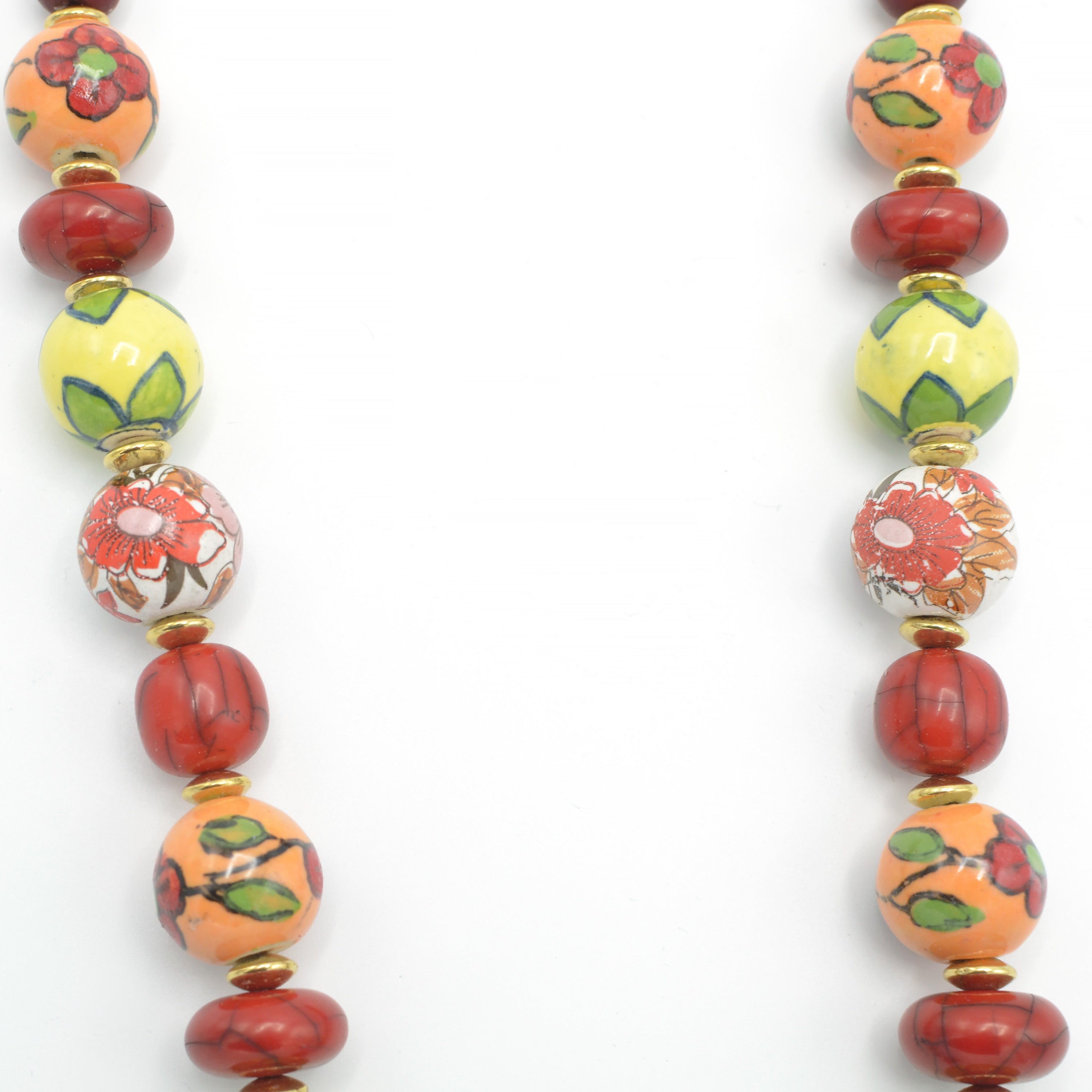 MULTI COLOR RESIN AND GLASS BEAD INDIAN NECKLACE #FWNK-1907-13 (HH5)