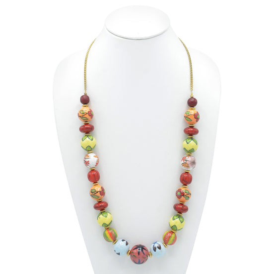 MULTI COLOR RESIN AND GLASS BEAD INDIAN NECKLACE #FWNK-1907-13 (HH5)