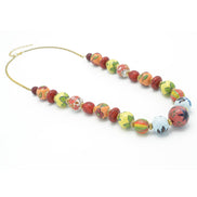 MULTI COLOR RESIN AND GLASS BEAD INDIAN NECKLACE #FWNK-1907-13 (HH5)