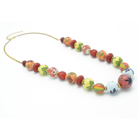 MULTI COLOR RESIN AND GLASS BEAD INDIAN NECKLACE #FWNK-1907-13 (HH5)