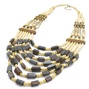 MULTI LAYERED WOOD AND BONE NECKLACE #FWNK-1907-17