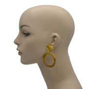 YELLO MARBLE RESIN SILVER EARRINGS #FWNK-1907-42 (RF7)