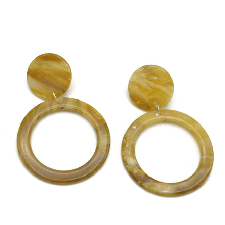 YELLO MARBLE RESIN SILVER EARRINGS #FWNK-1907-42 (RF7)