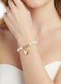 CREAM PEARL GOLD HEART CHARM BRACELET#HNB90103GDCM (KD6)