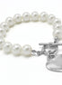 CREAM PEARL SILVER HEART CHARM BRACELET #HNB90103RDCM(KC6)