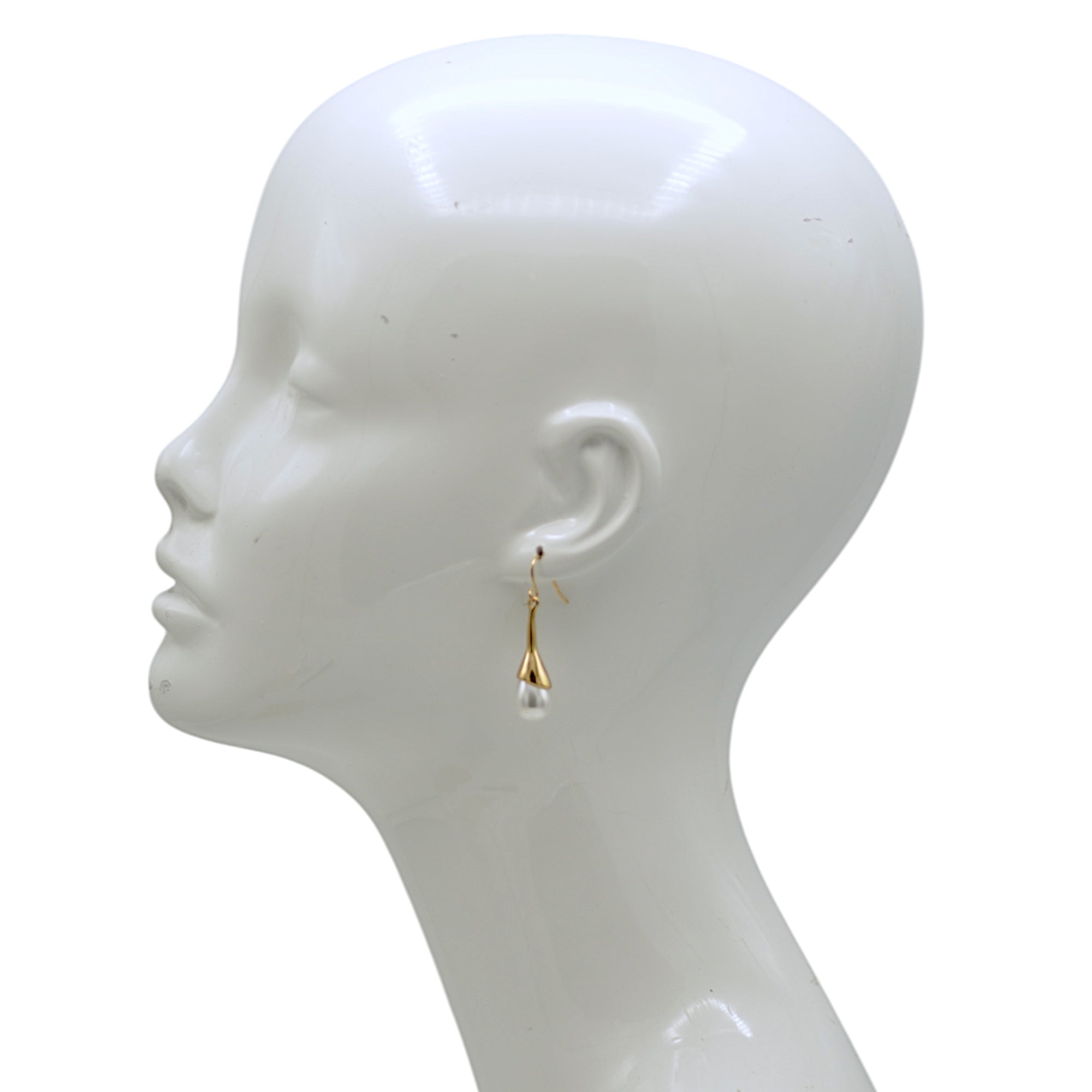 Elegant Gold Cream Teardrop Faux Pearl Earrings – Classic & Timeless Style#HNE90102GDCM (GC6/LC11)