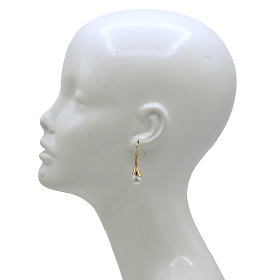Elegant Gold Cream Teardrop Faux Pearl Earrings – Classic & Timeless Style#HNE90102GDCM (GC6/LC11)