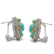 TURQUOISE TWO TONE ROUND EARRINGS #10939ERTRQ (FH22)