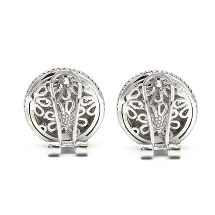 TURQUOISE TWO TONE ROUND EARRINGS #10939ERTRQ (FH22)