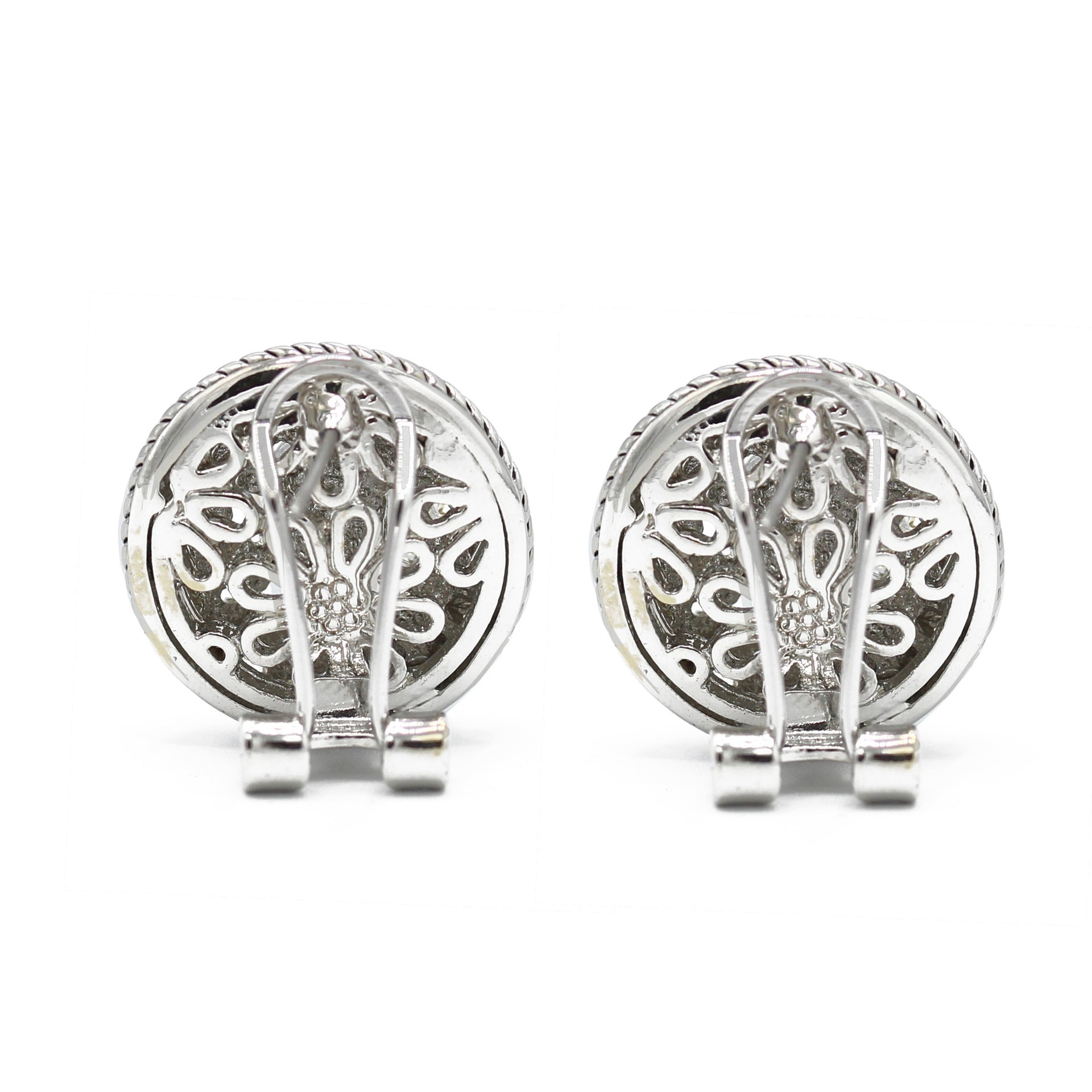 TURQUOISE TWO TONE ROUND EARRINGS #10939ERTRQ (FH22)