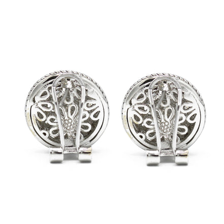TURQUOISE TWO TONE ROUND EARRINGS #10939ERTRQ (FH22)