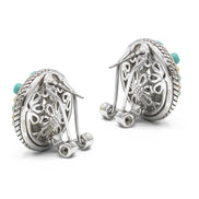 TURQUOISE TWO TONE ROUND EARRINGS #10939ERTRQ (FH22)