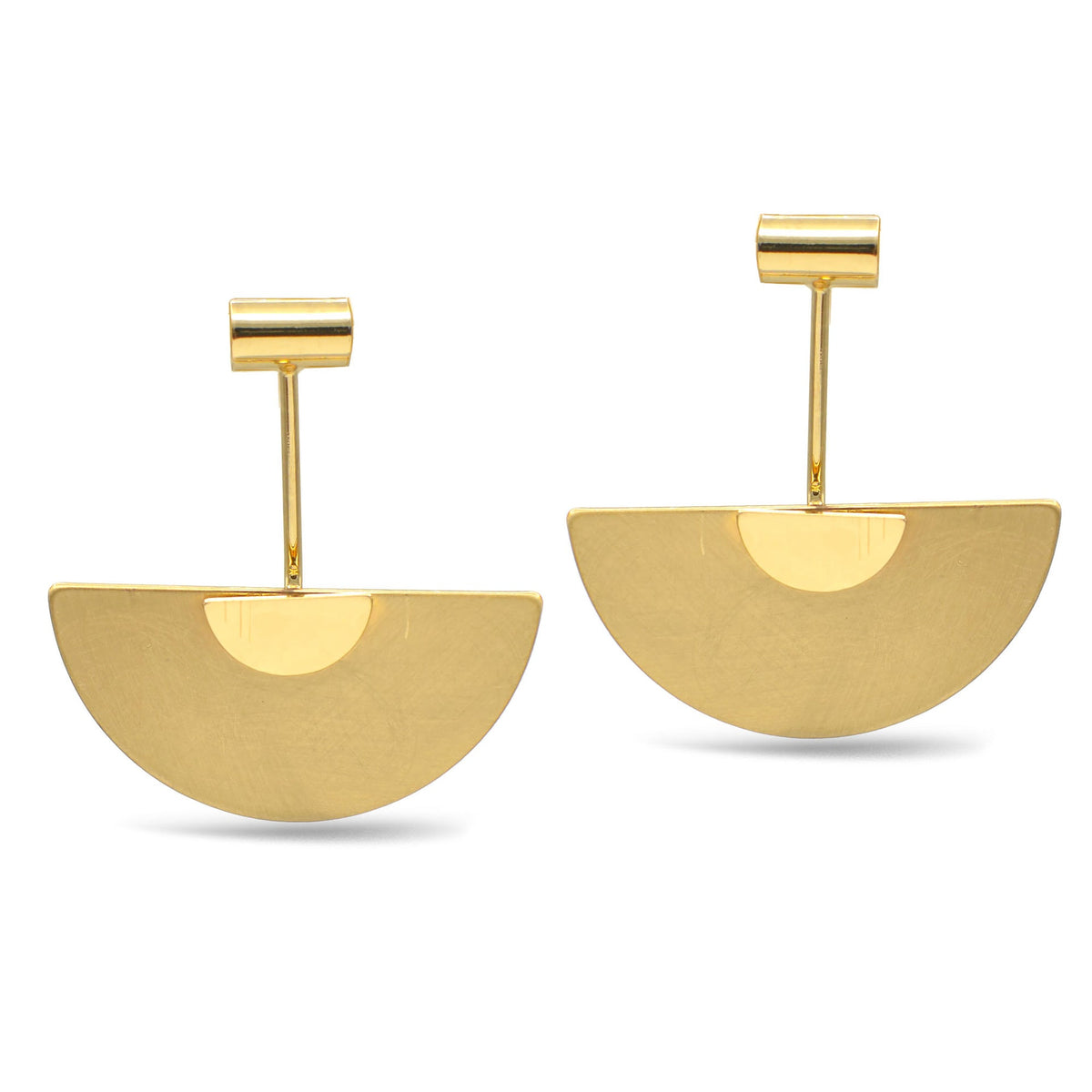 Gold Semi Circle Drop Earrings#SQGN-07020528G(NH3)