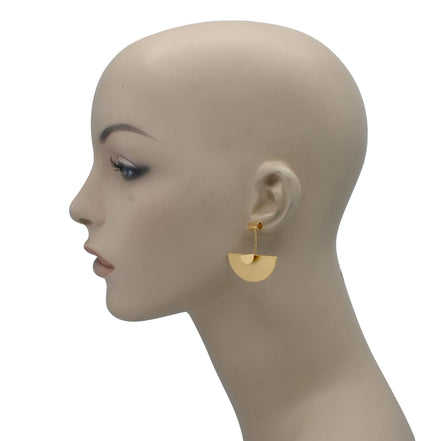 Gold Semi Circle Drop Earrings#SQGN-07020528G(NH3)