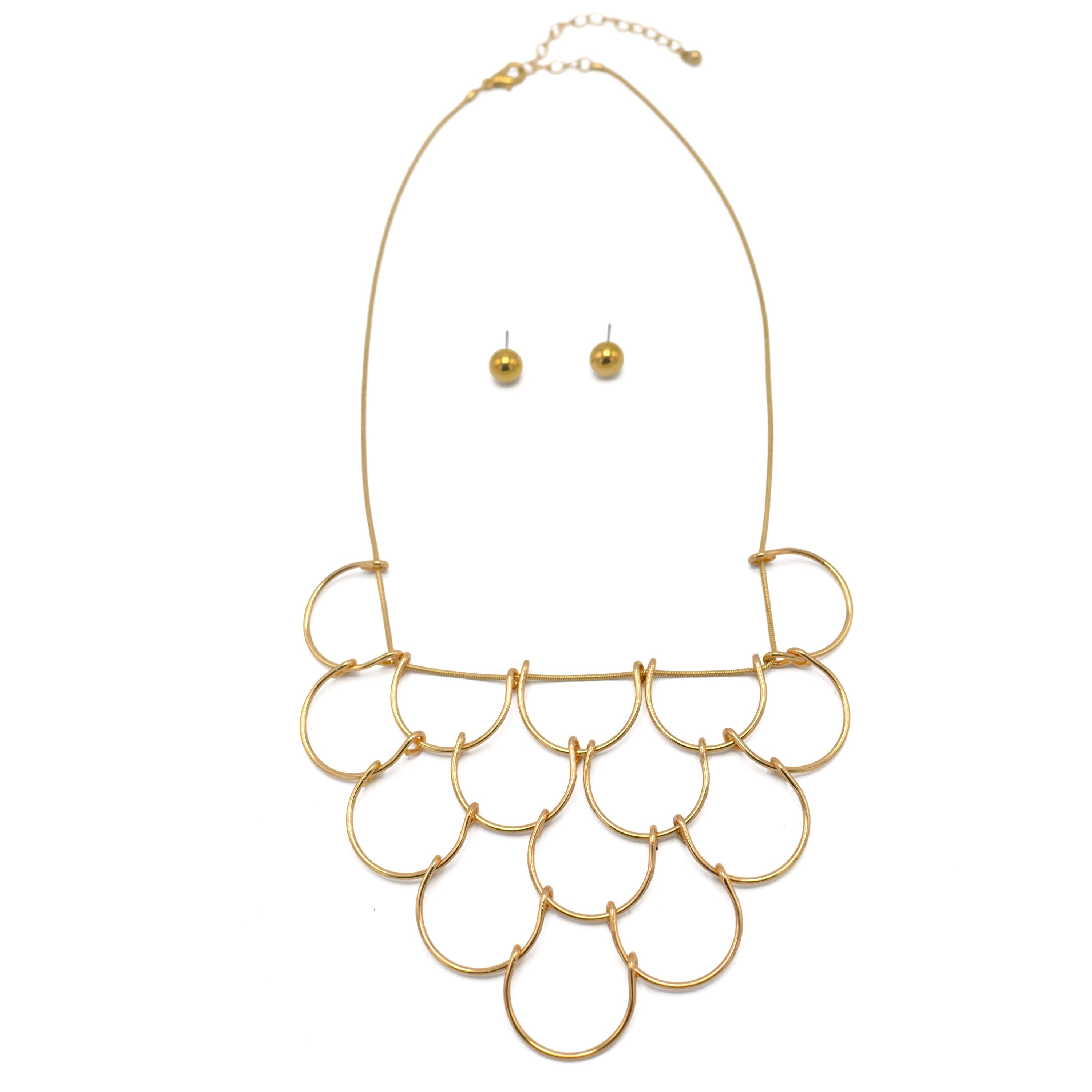 GOLD NECKLACE AND EARRINGS SET#SQGN-060002G (LE15)