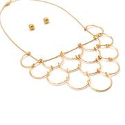 GOLD NECKLACE AND EARRINGS SET#SQGN-060002G (LE15)