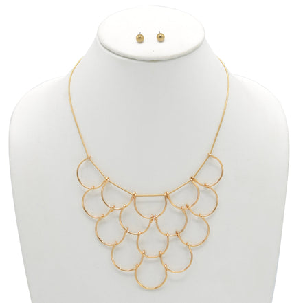 GOLD NECKLACE AND EARRINGS SET#SQGN-060002G (LE15)