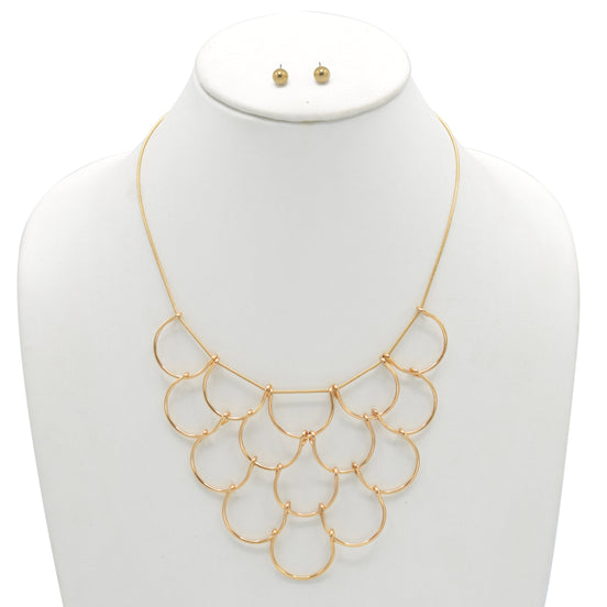 GOLD NECKLACE AND EARRINGS SET#SQGN-060002G (LE15)