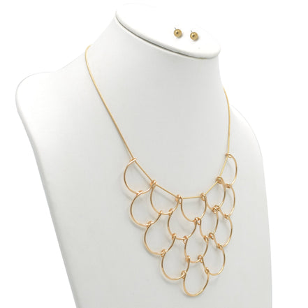 GOLD NECKLACE AND EARRINGS SET#SQGN-060002G (LE15)