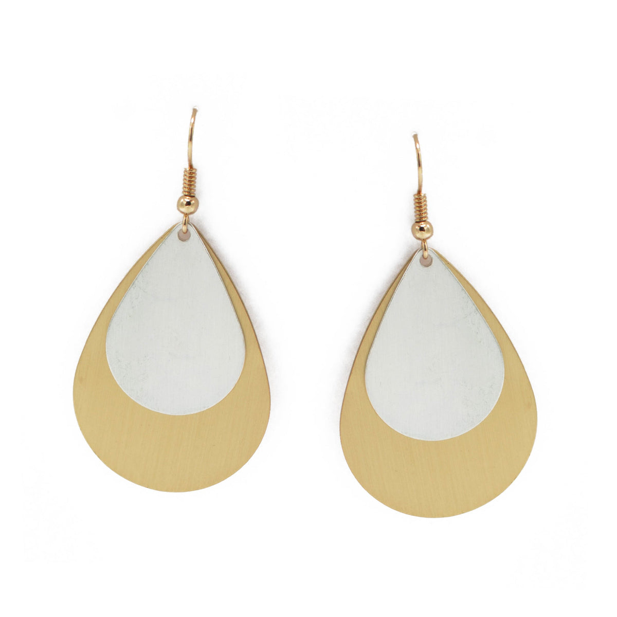 TWO TONE TEARDROP EARRINGS#SQEAR-3788